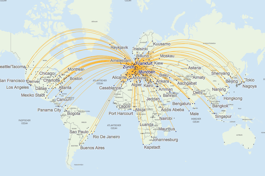 Lufthansa Streckennetz