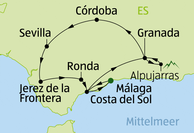 Andalusien Rundreise Route