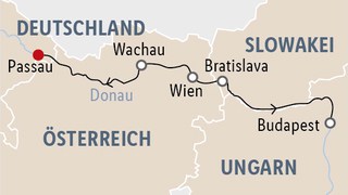 Donaukreuzfahrt Route