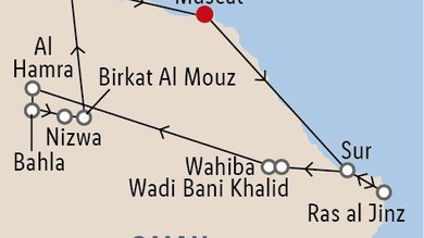 Oman Rundreise Route