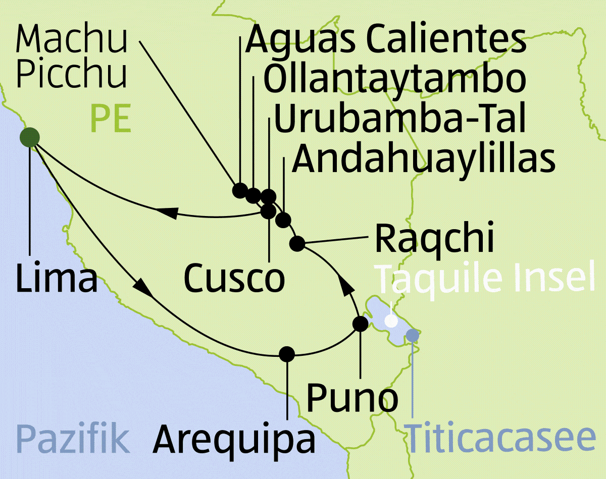 Peru Rundreise Route